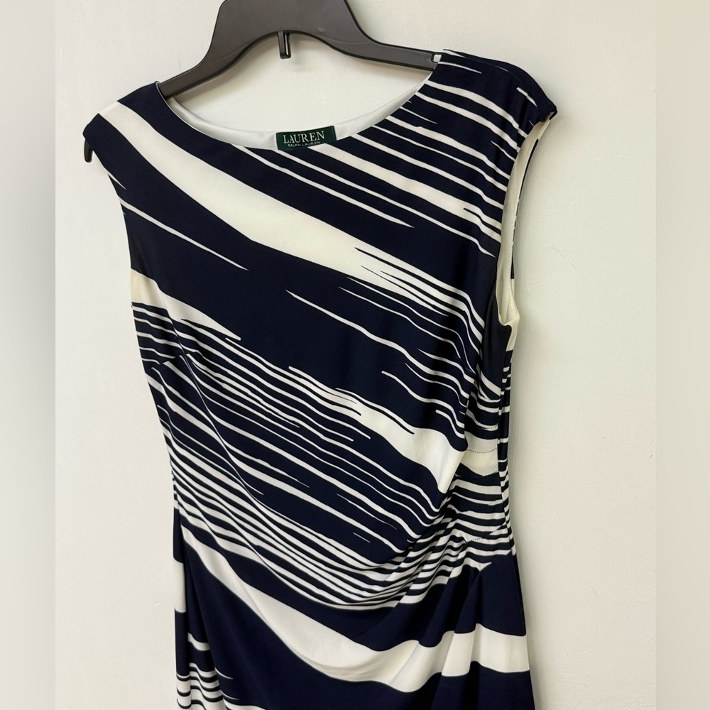 Ralph Lauren Black and White Patterned Midi Dress Size 6 - Picture 2 of 5